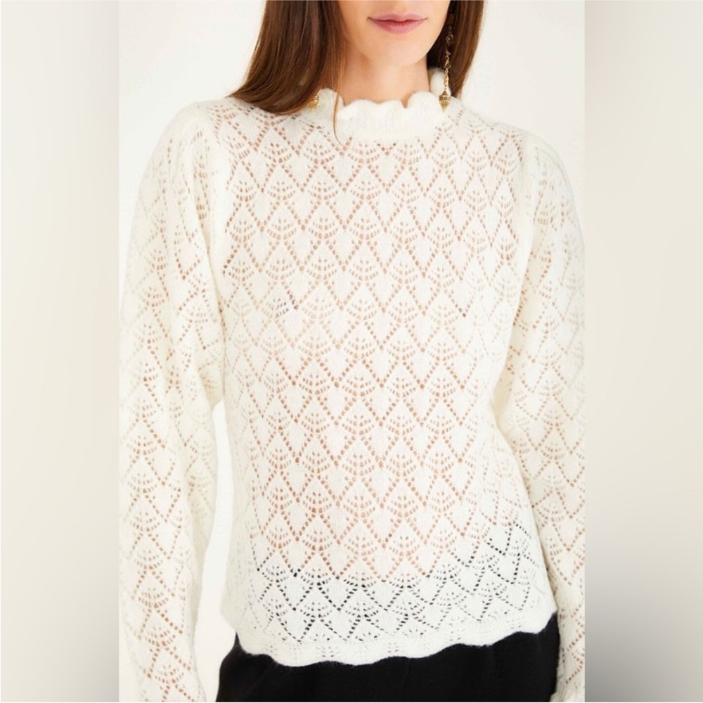 Farm Rio Lace Stitch Ruffles Knit Sweater
- Off-White - Picture 11 of 13